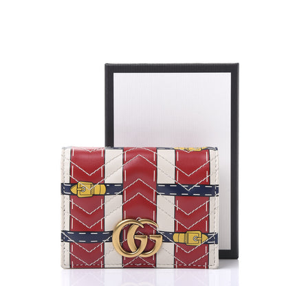 Gucci Calfskin Matelasse Trompe L'Oeil Print GG Marmont Card Case Wallet Off White 10 of 10