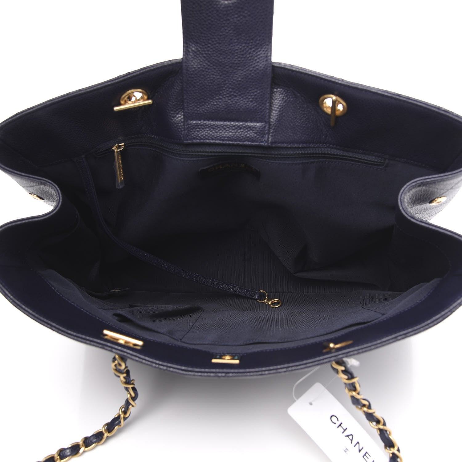 Chanel Caviar Quilted Large CC Shopping Tote Navy 5 of 11