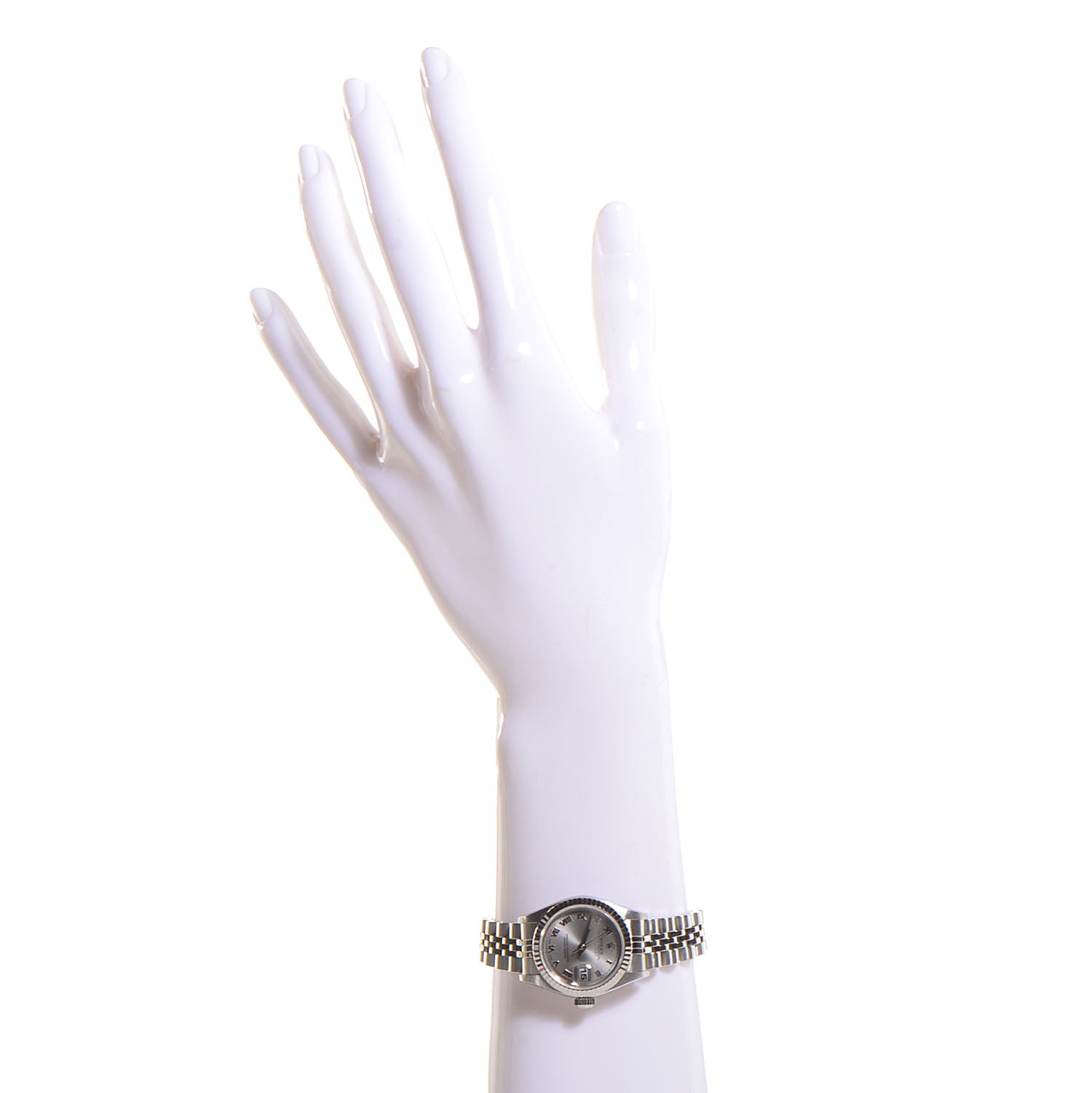 Rolex Stainless Steel 18K White Gold 26mm Oyster Perpetual Datejust Watch Silver Roman 179174 2 of 8