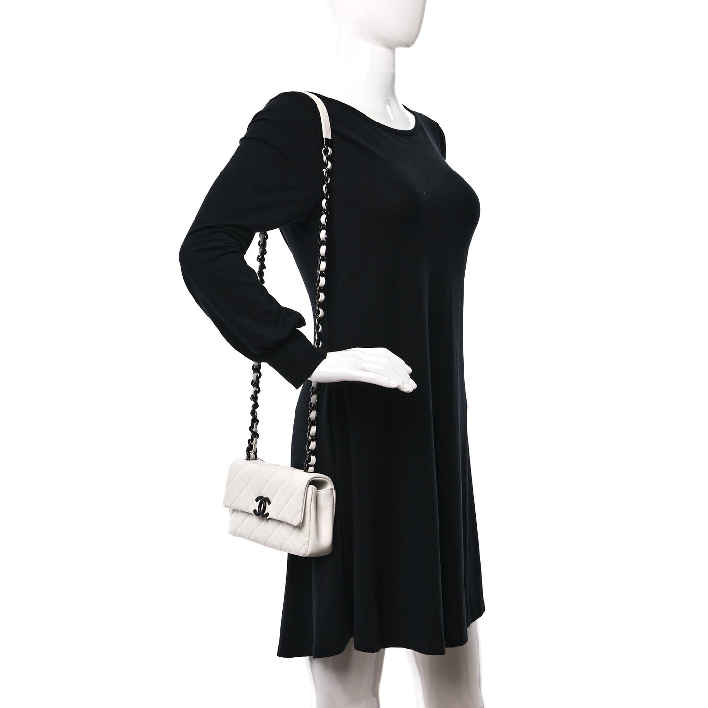 Caviar Quilted My Everything Small Flap White Black