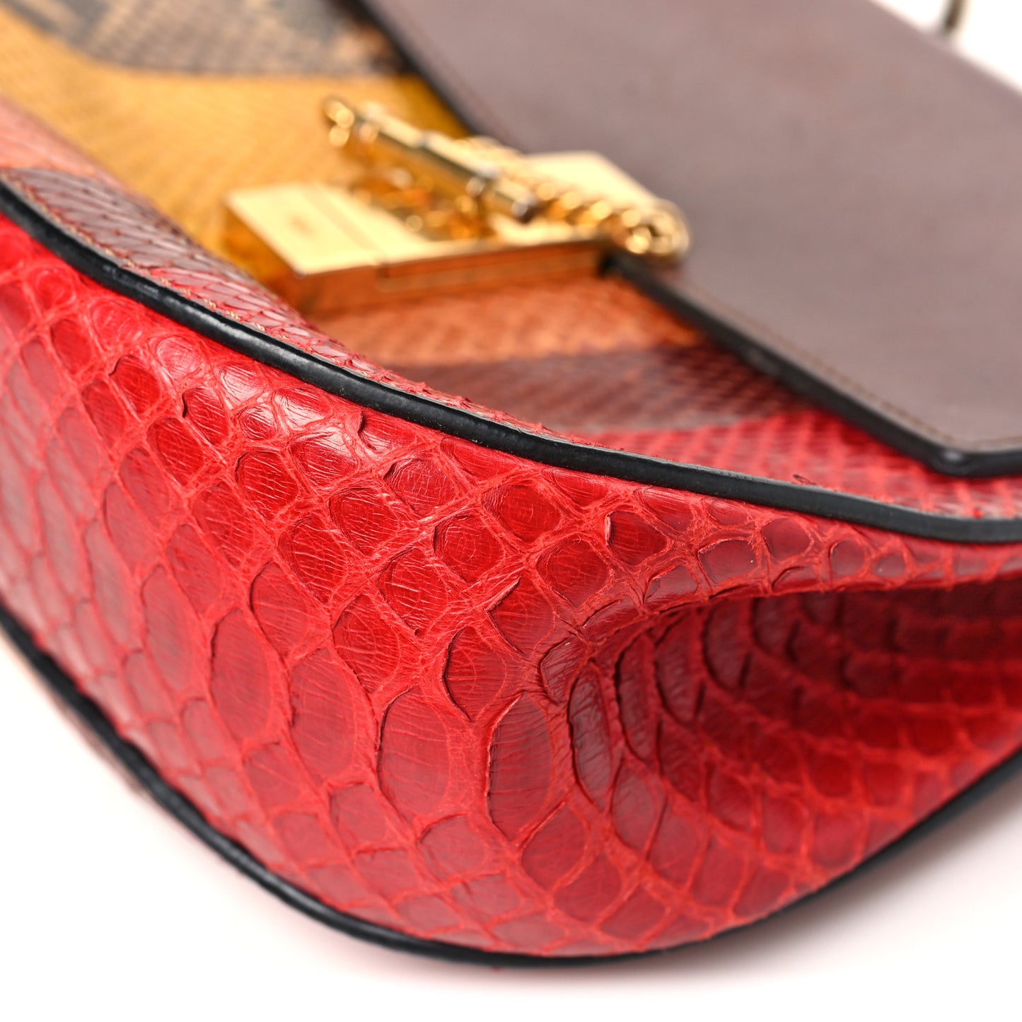 Snakeskin Drew Shoulder Bag Brown Multicolor