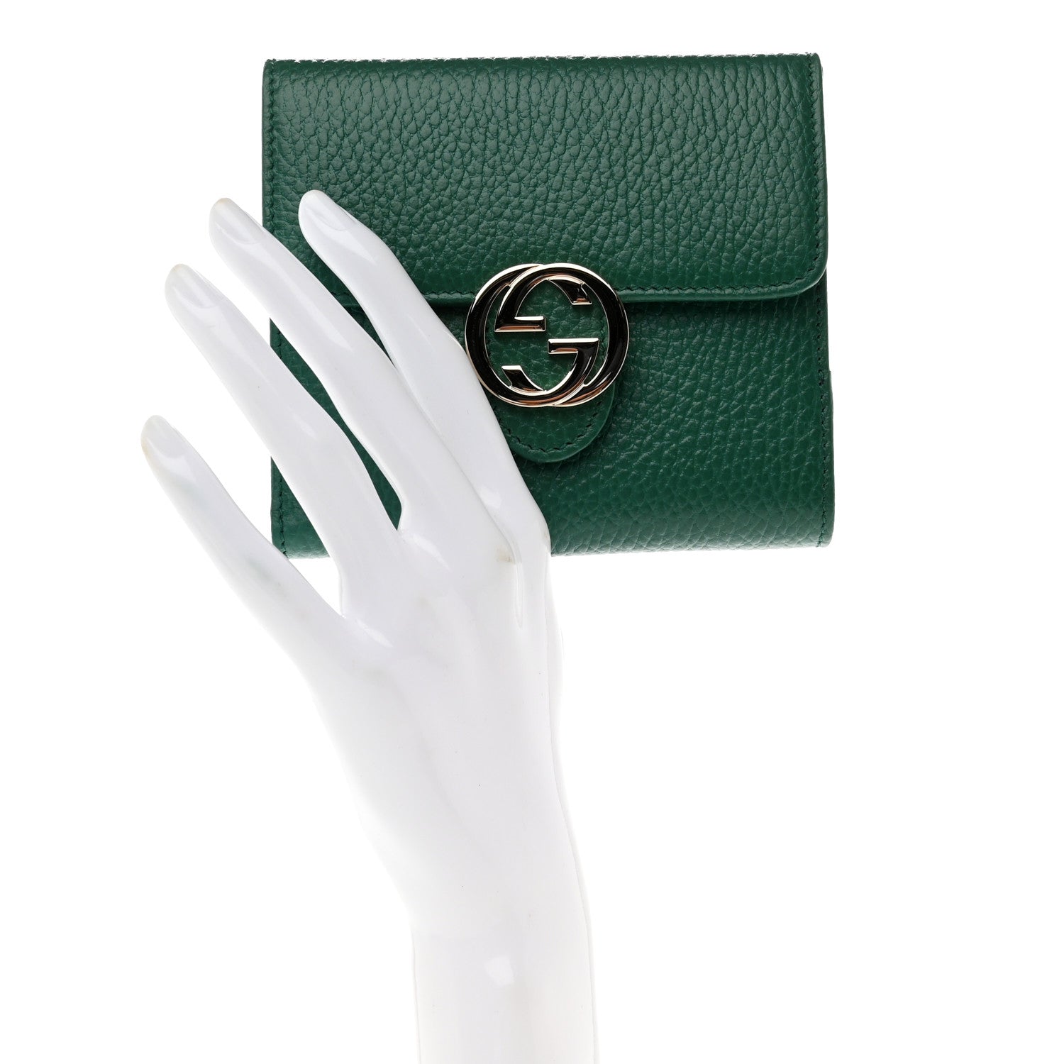 Gucci Dollar Calfskin Interlocking G French Wallet Emerald 2 of 7