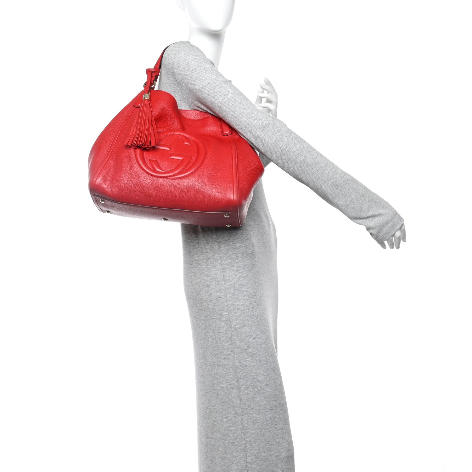 Gucci Pebbled Calfskin Medium Soho Shoulder Bag Tabasco Red
