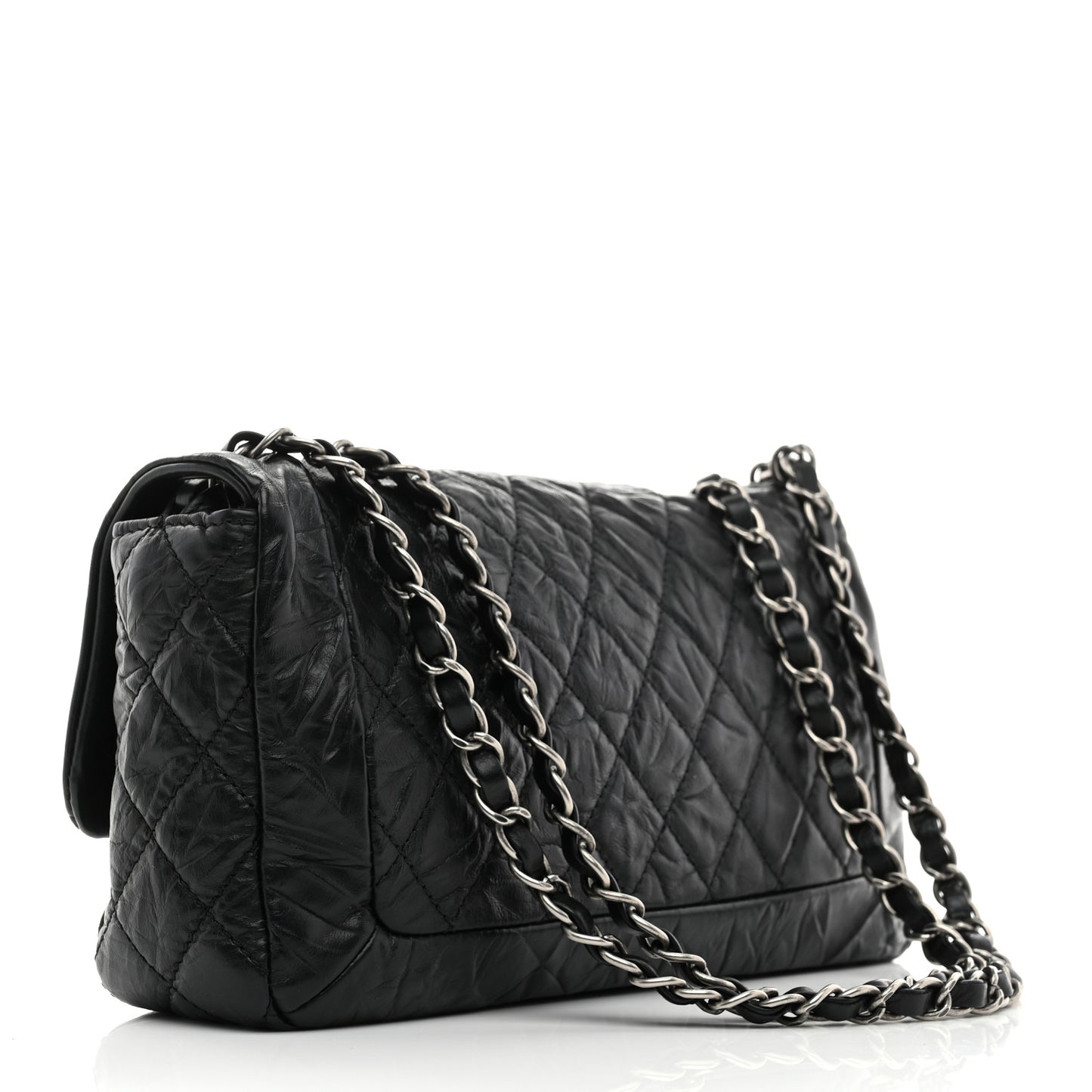 Aged Calfskin Coco Rider Flap Black