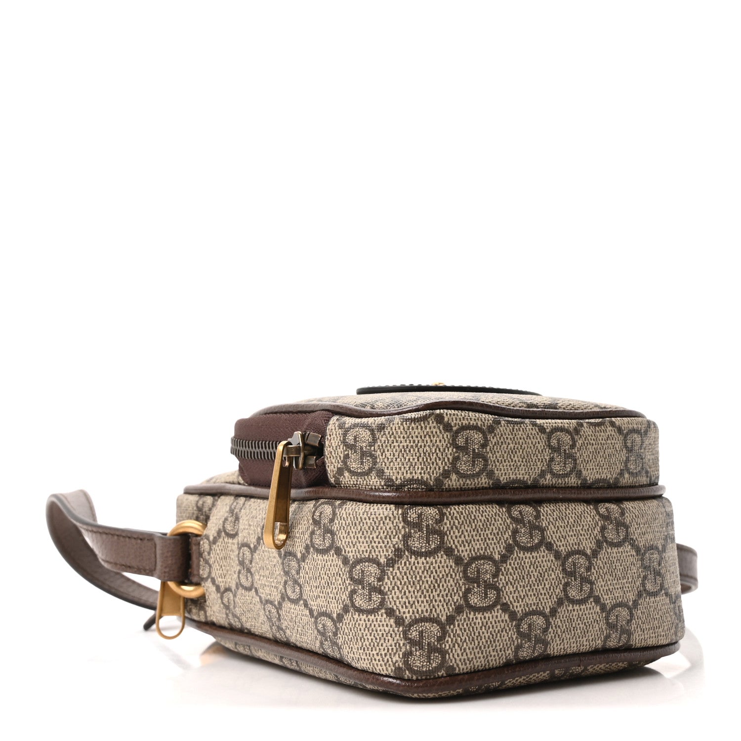 Gucci GG Supreme Monogram Mini Neo Vintage Double Zip Messenger Bag Beige New Acero Crop 4 of 9