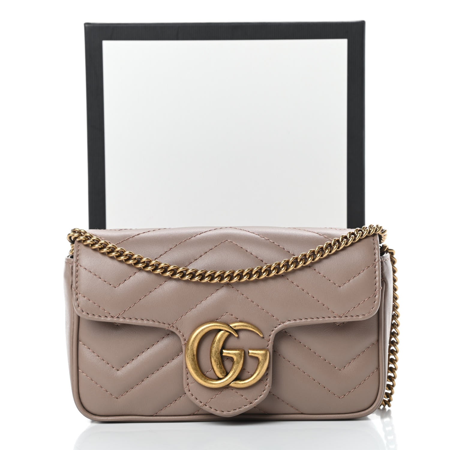 Gucci Calfskin Matelasse Super Mini GG Marmont Shoulder Bag Porcelain Rose 12 of 12