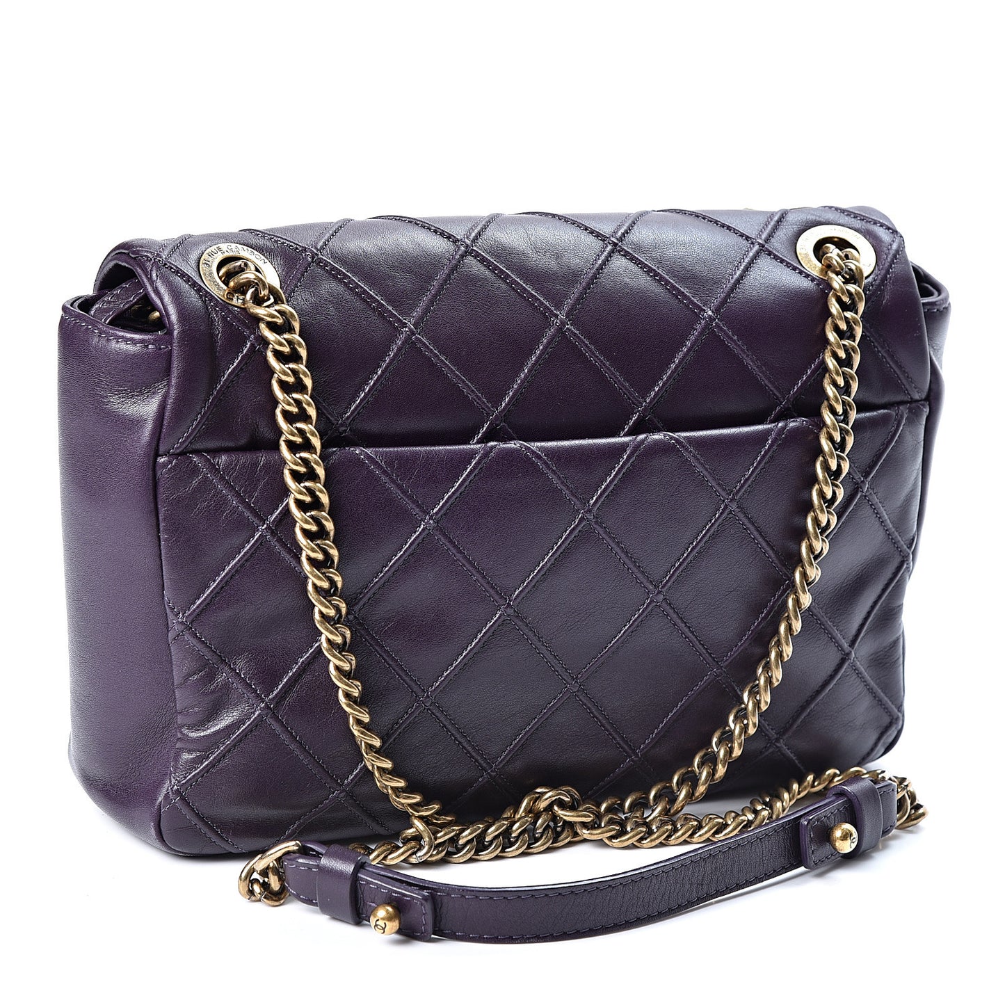 Calfskin Diamond Debossed Medium Cosmos Flap Purple