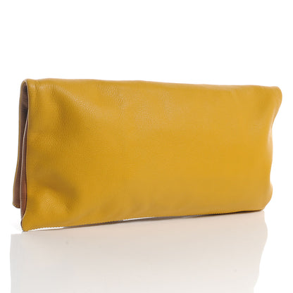 Fendi Grained Calfskin Large Chameleon Pouch Lemon 3 of 9