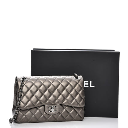 Chanel Metallic Lambskin Quilted Jumbo Double Flap Bronze 8 of 9