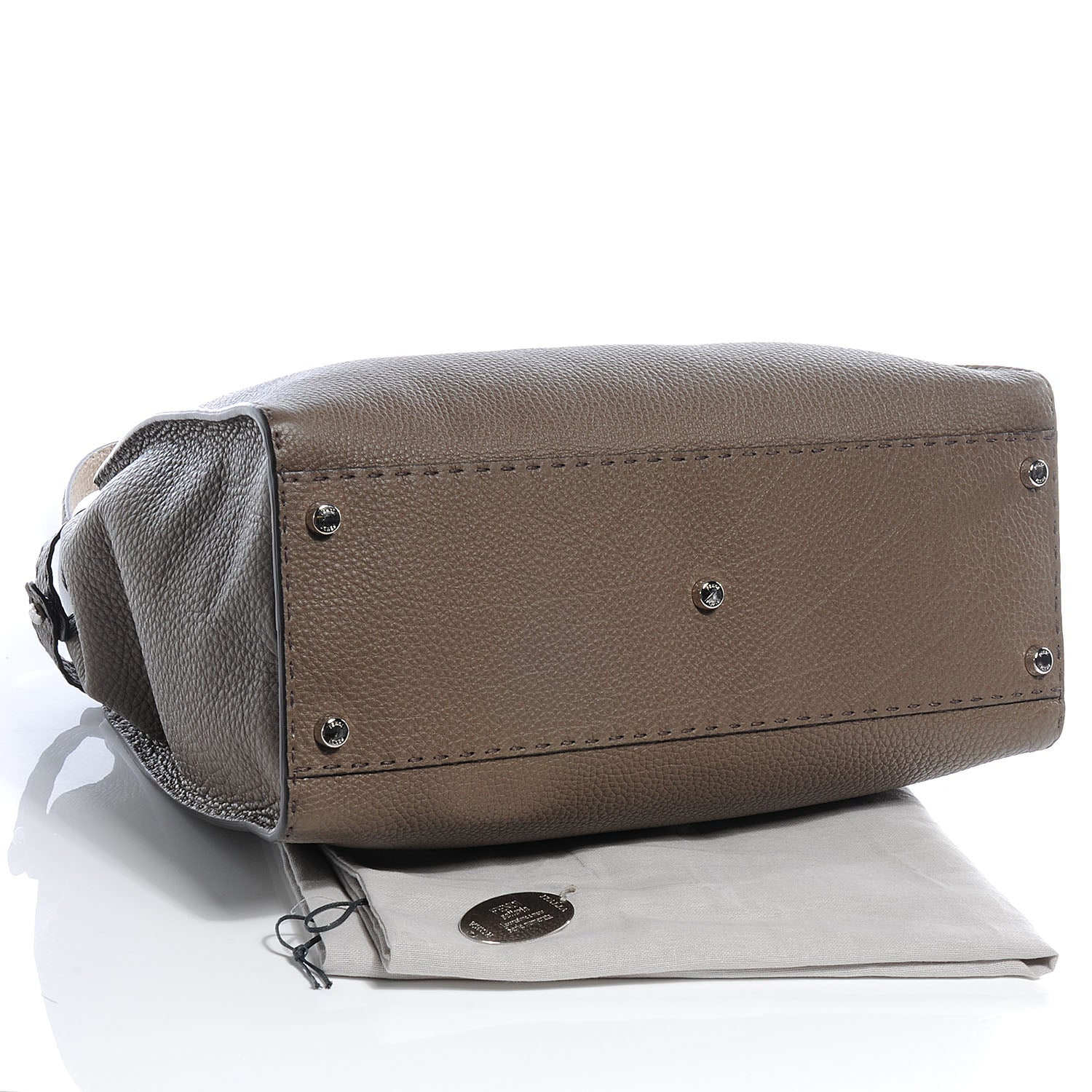 Fendi Cuoio Romano Selleria Bi-Color Large Peekaboo Iconic Satchel Taupe 4 of 10
