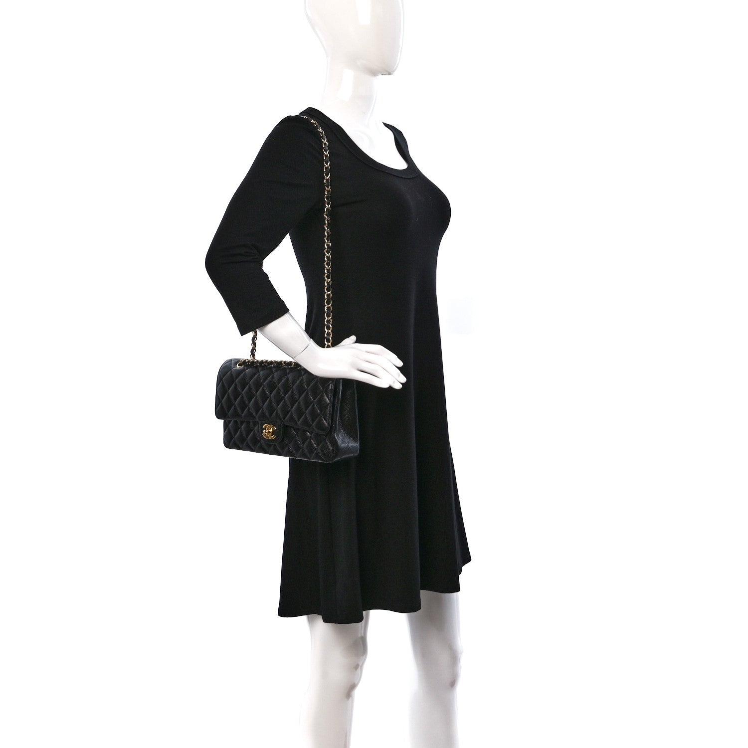 Chanel Caviar Quilted Medium Double Flap Black 2 of 9