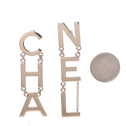 Chanel Metal Cha-Nel Logo Drop Earrings Gold 2 of 6