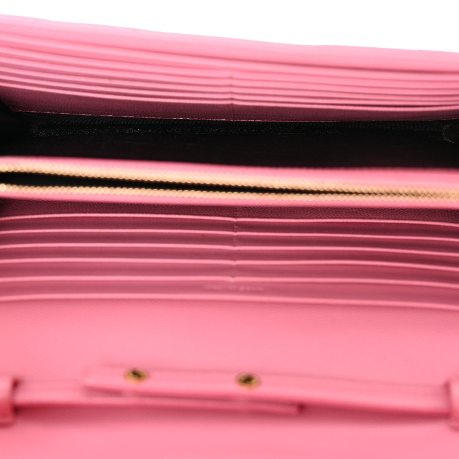 Saint Laurent Grain De Poudre Matelasse Chevron Monogram Chain Wallet Indian Pink 5 of 16