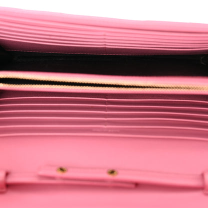 Saint Laurent Grain De Poudre Matelasse Chevron Monogram Chain Wallet Indian Pink 5 of 16