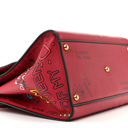 Dolce & Gabbana Calfskin Medium Graffiti Printed Welcome Satchel Rosso Multicolor 9 of 14