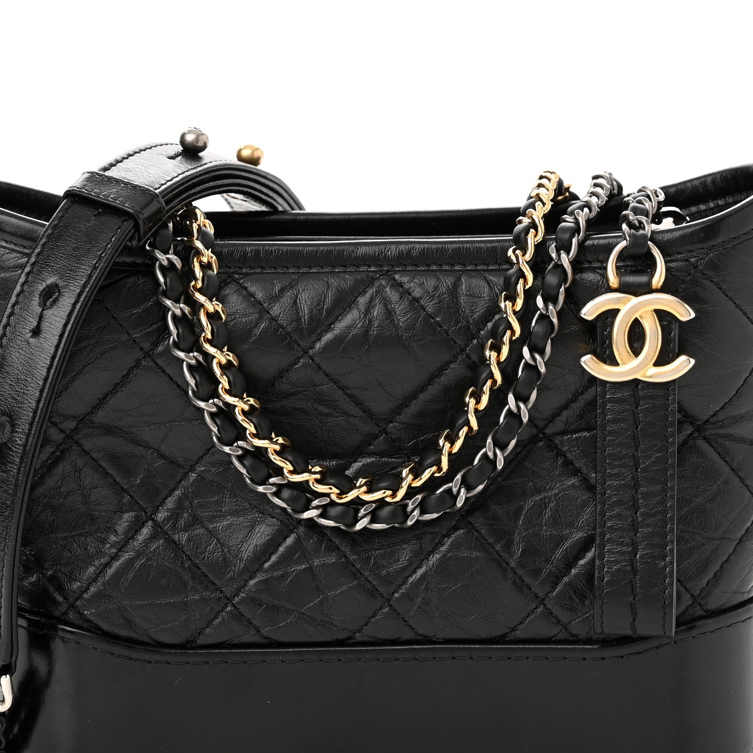 Chanel Aged Calfskin Quilted Small Gabrielle Hobo Black 8 of 11