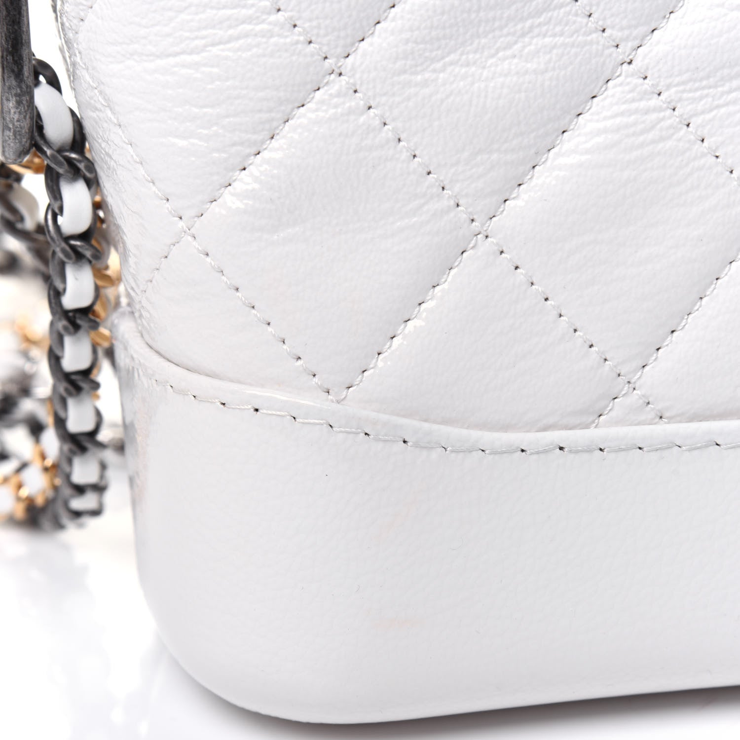 Chanel Patent Goatskin Quilted Small Gabrielle Hobo White 16 of 19