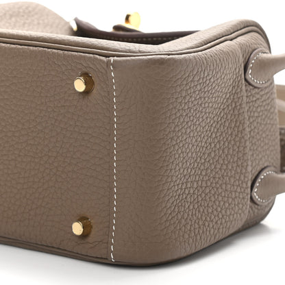 Hermes Taurillon Clemence Mini Lindy 20 Etoupe 10 of 11
