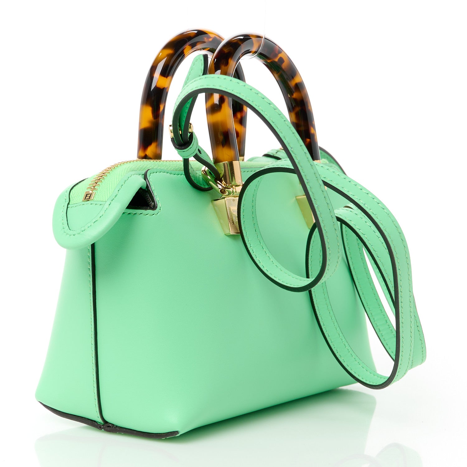 Fendi Vitello King Plexiglass Logo Embossed Mini By The Way Top Handle Boston Bag Edamame 3 of 11