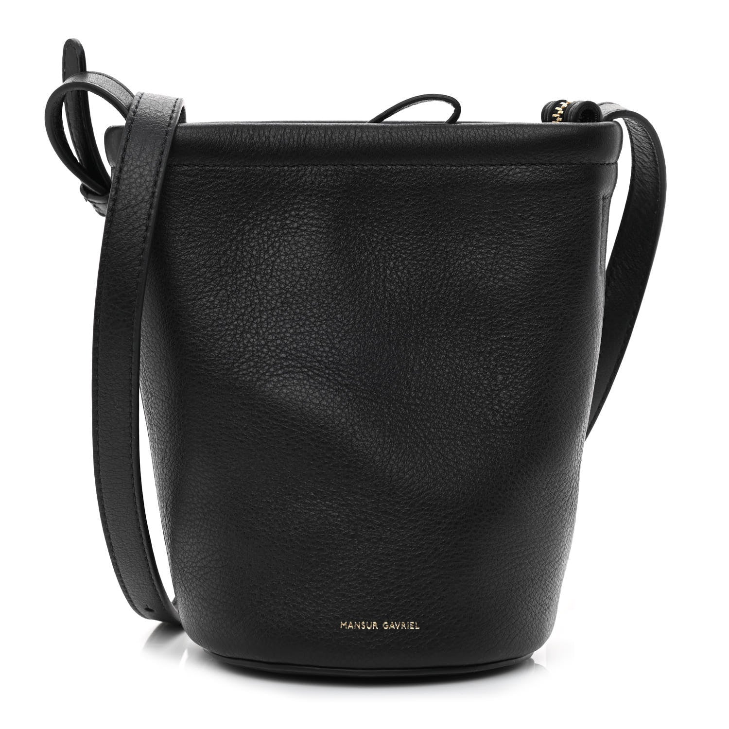 Mansur Gavriel Pebbled Calfskin Mini Zip Bucket Bag Black 1 of 10