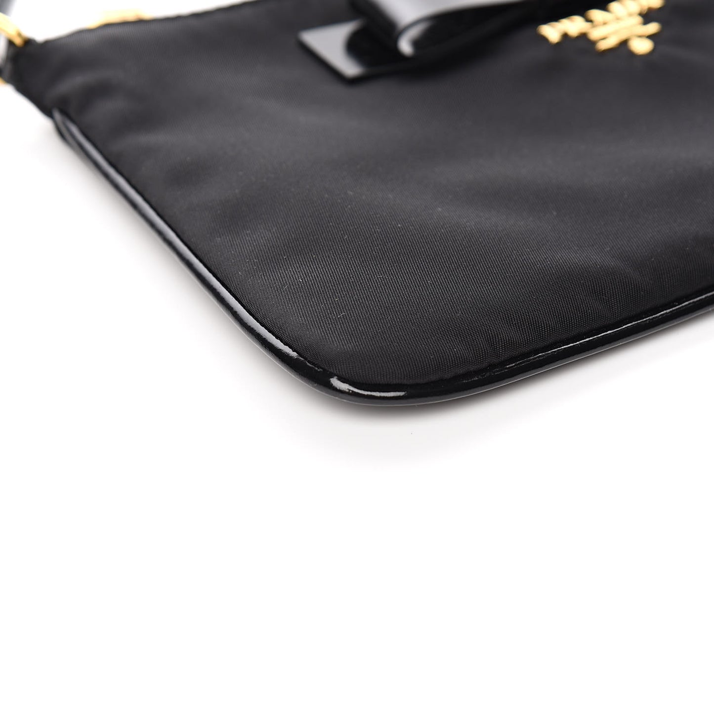Tessuto Nylon Spazzolato Bow Pochette Black