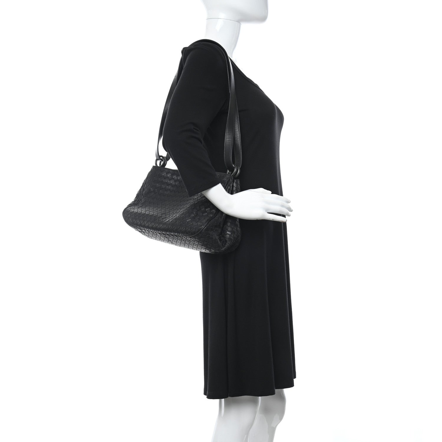 Bottega Veneta Nappa Intrecciato Shoulder Bag Black 3 of 10
