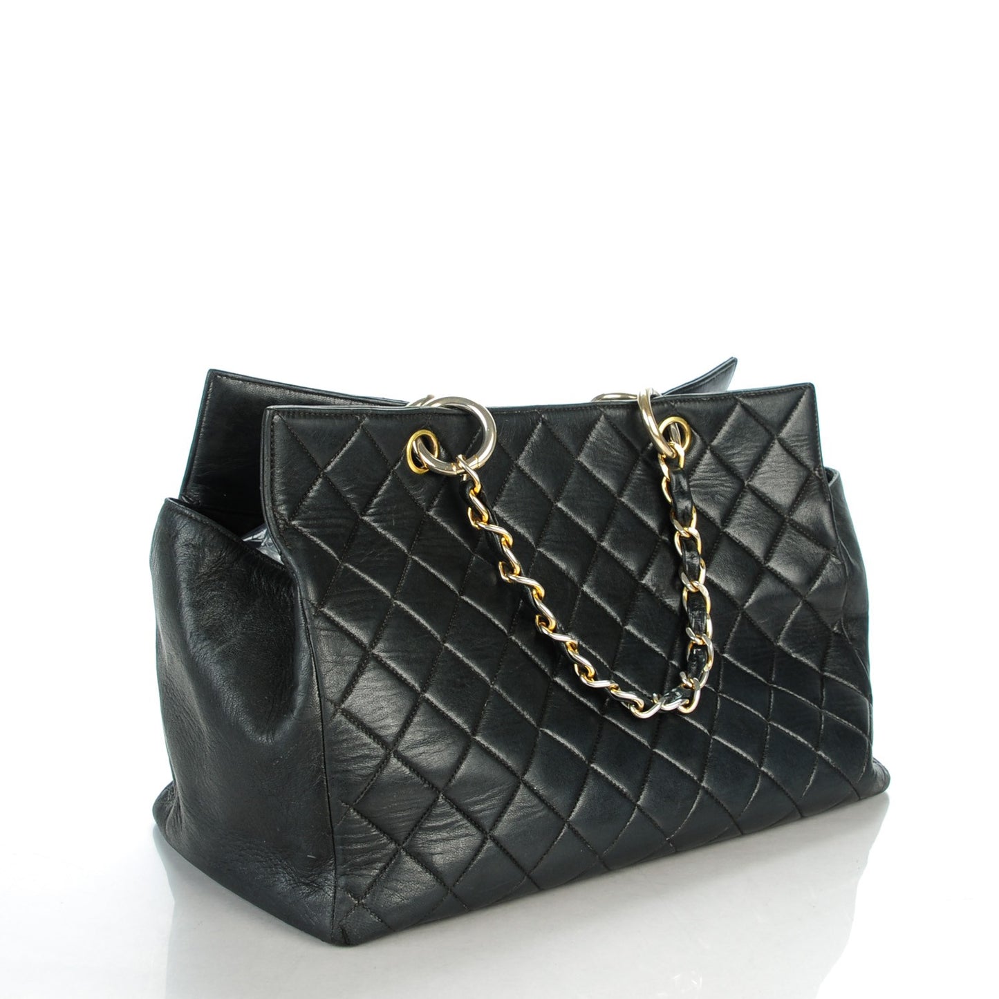 Lambskin Quilted Grand Shopping Tote GST Black