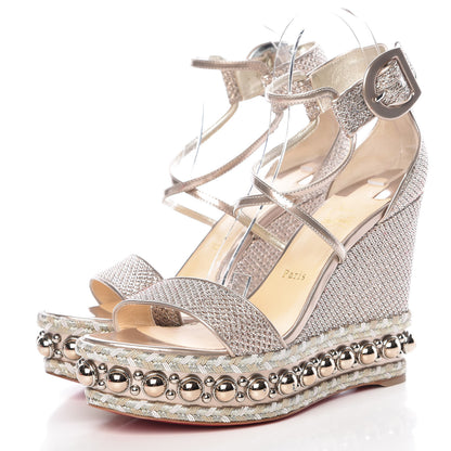 Christian Louboutin Lurex Chocazeppa 120 Platform Wedge Sandals 40 Lupin 3 of 9