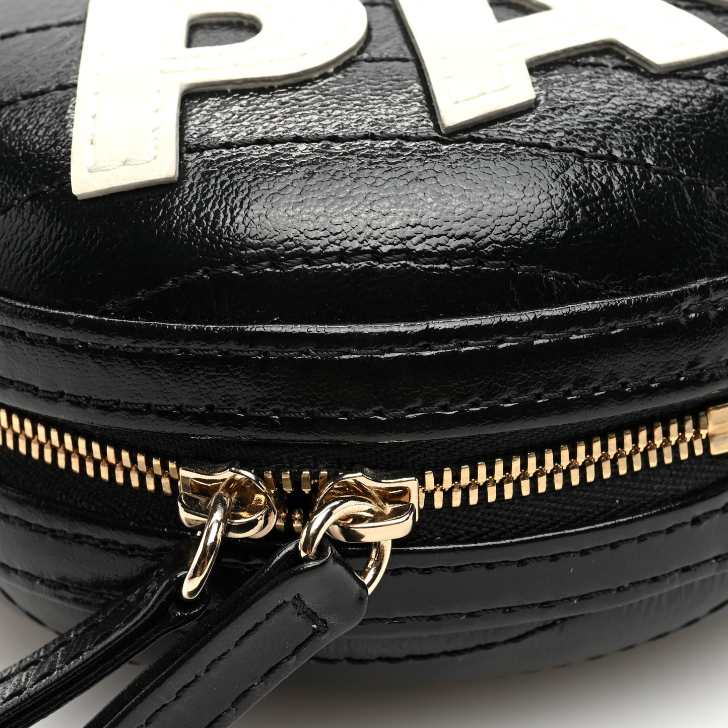 Lambskin Embroidered Chevron Quilted La Pausa Tassel Clutch Black