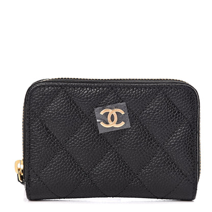 Chanel Caviar Quilted Zip Coin Purse Black 1 of 7