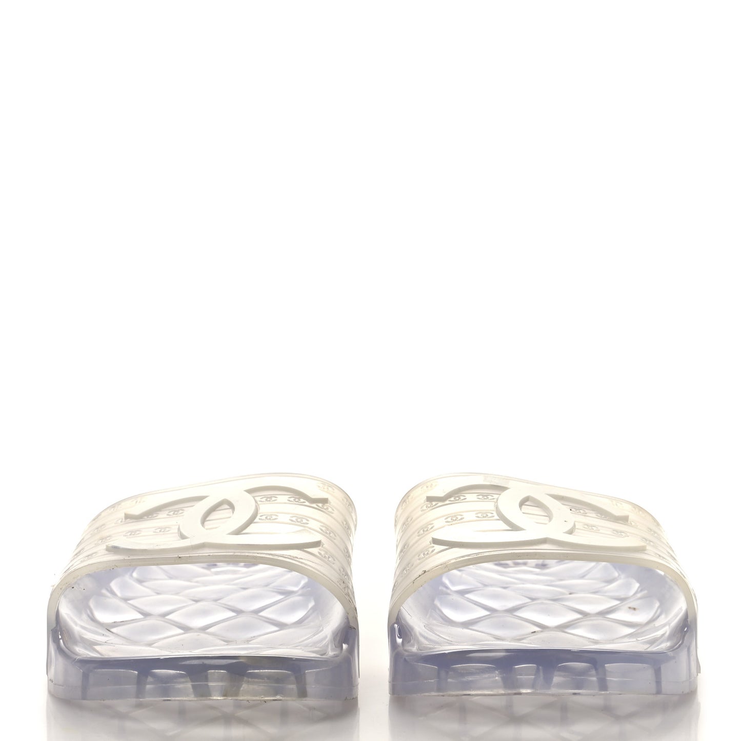 PVC Transparent CC Flat Slide Sandals 9 White