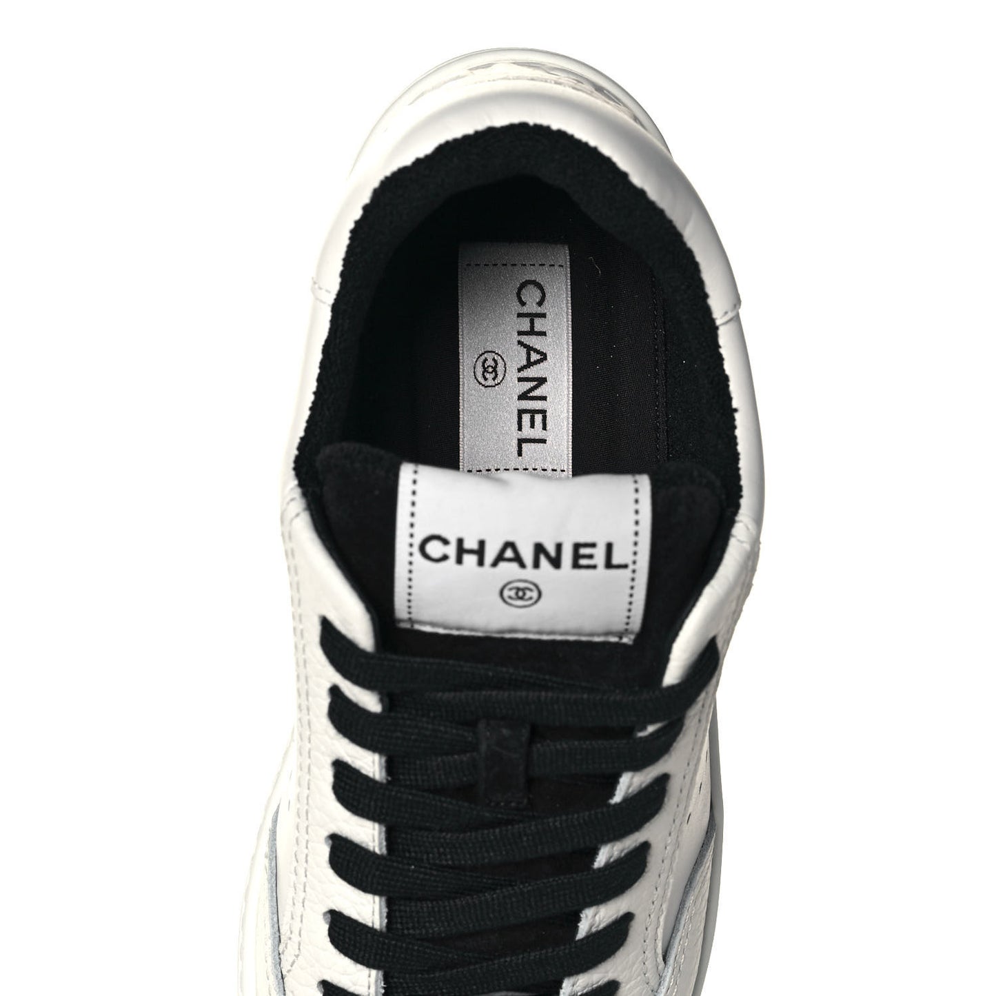 Grained Calfskin Fabric Womens Logo Sneakers 39 White Black