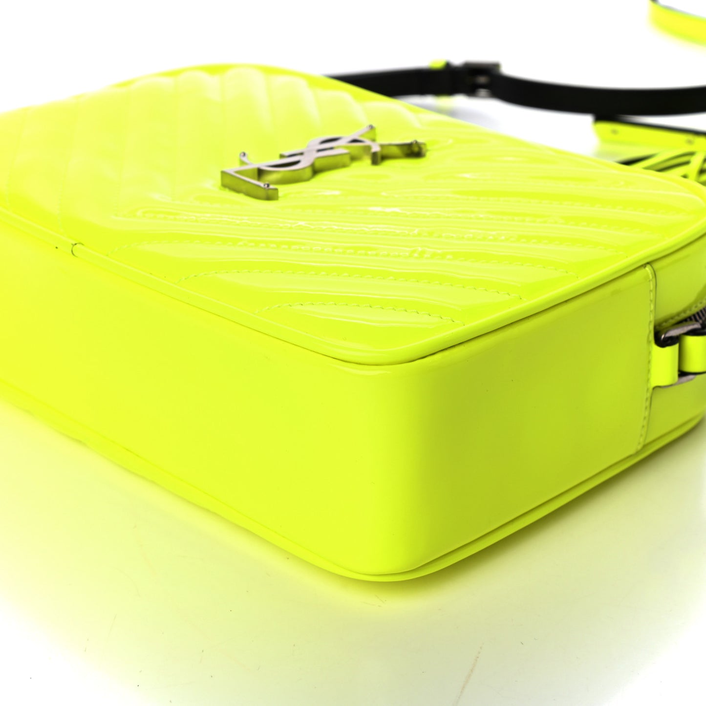 Patent Calfskin Matelasse Monogram Lou Camera Bag Neon Yellow