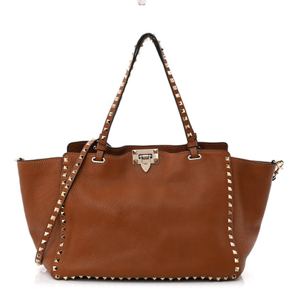 Valentino Garavani Pebbled Calfskin Medium Rockstud Tote Light Cuir 1 of 18