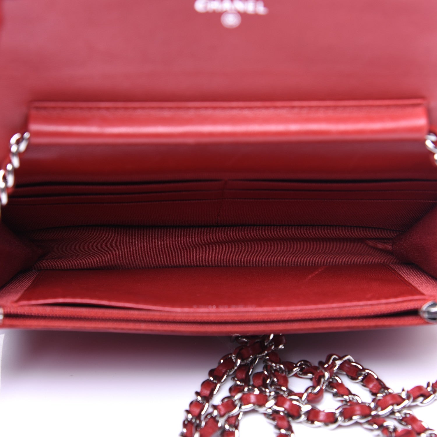 Chanel Lambskin Quilted Wallet on Chain WOC Red 5 of 16