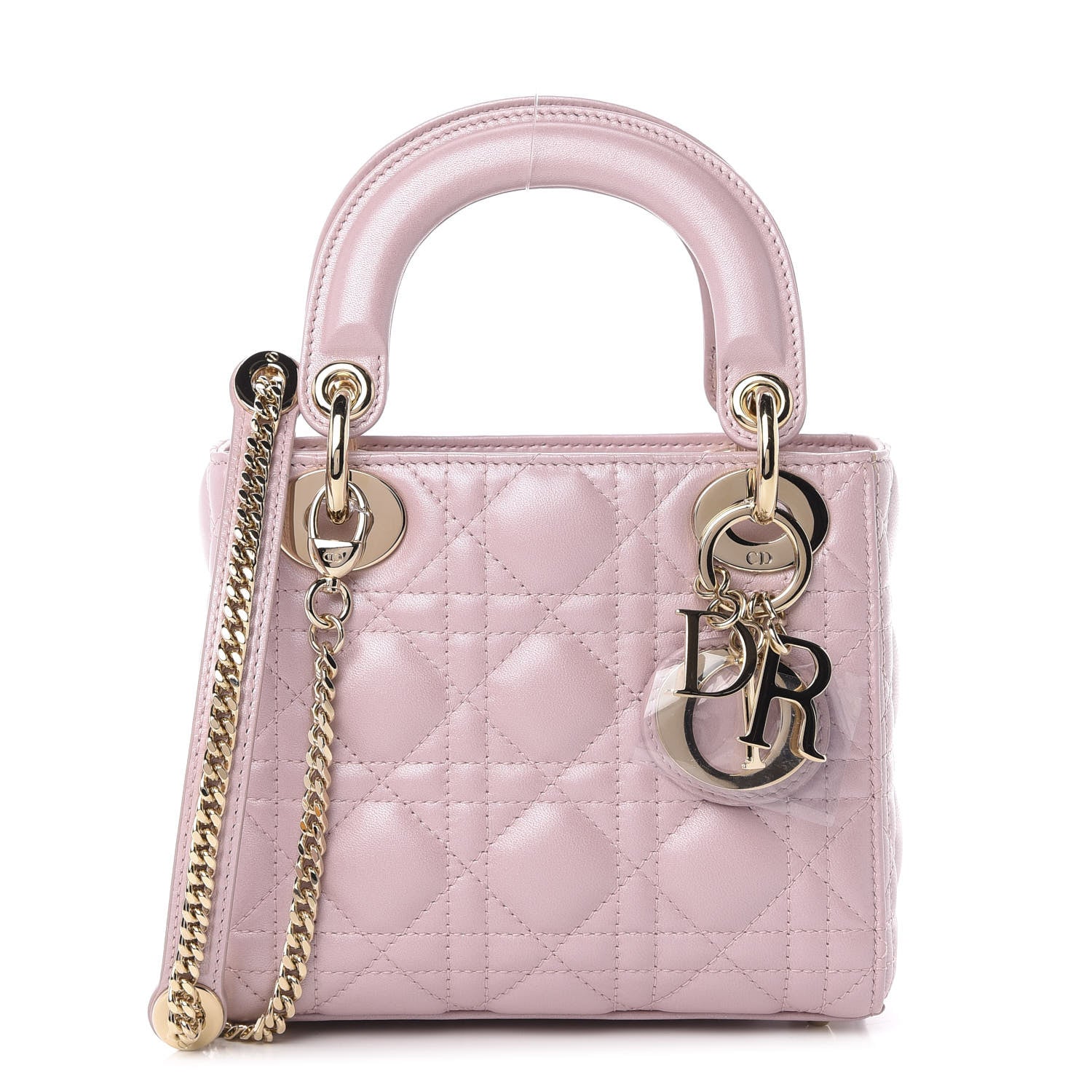Christian Dior Metallic Lambskin Cannage Mini Lady Dior Lotus 1 of 12