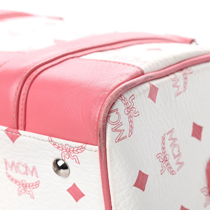 MCM Visetos Small Boston Bag Pink White 12 of 18