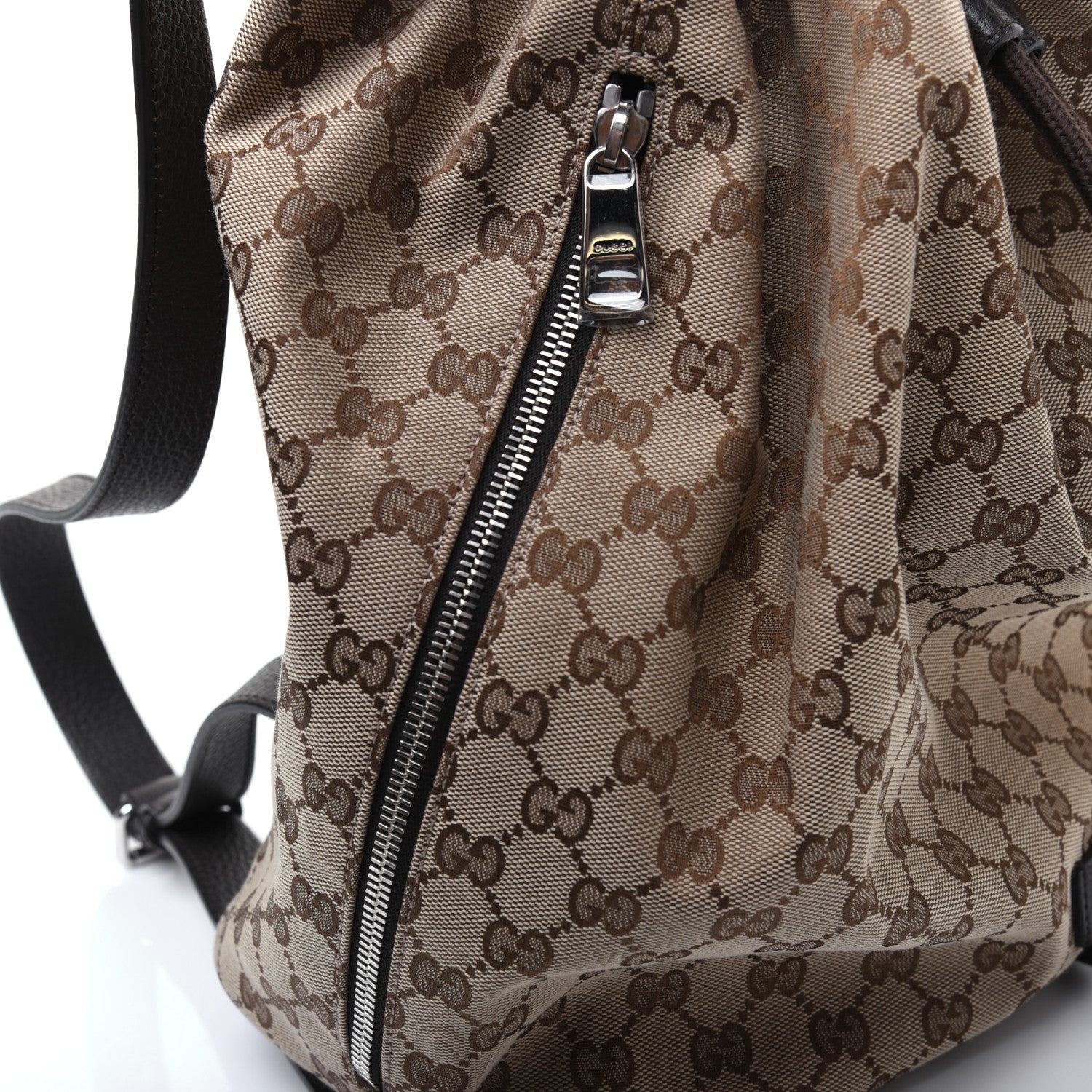 Gucci Monogram Dollar Calfskin O Drawstring Backpack Beige Ebony Testa di Moro Dark Chocolate 18 of 18