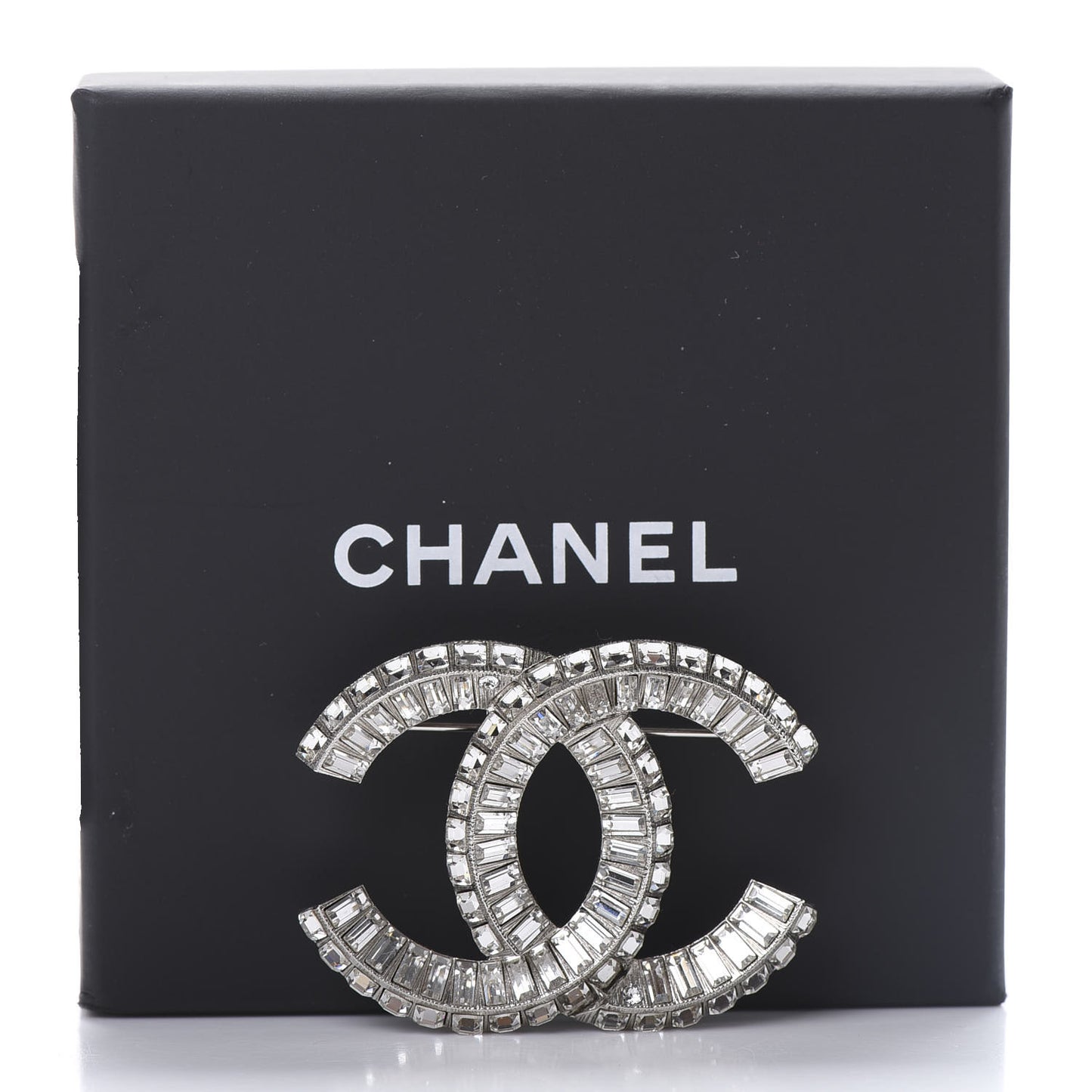 Baguette Crystal CC Brooch Silver