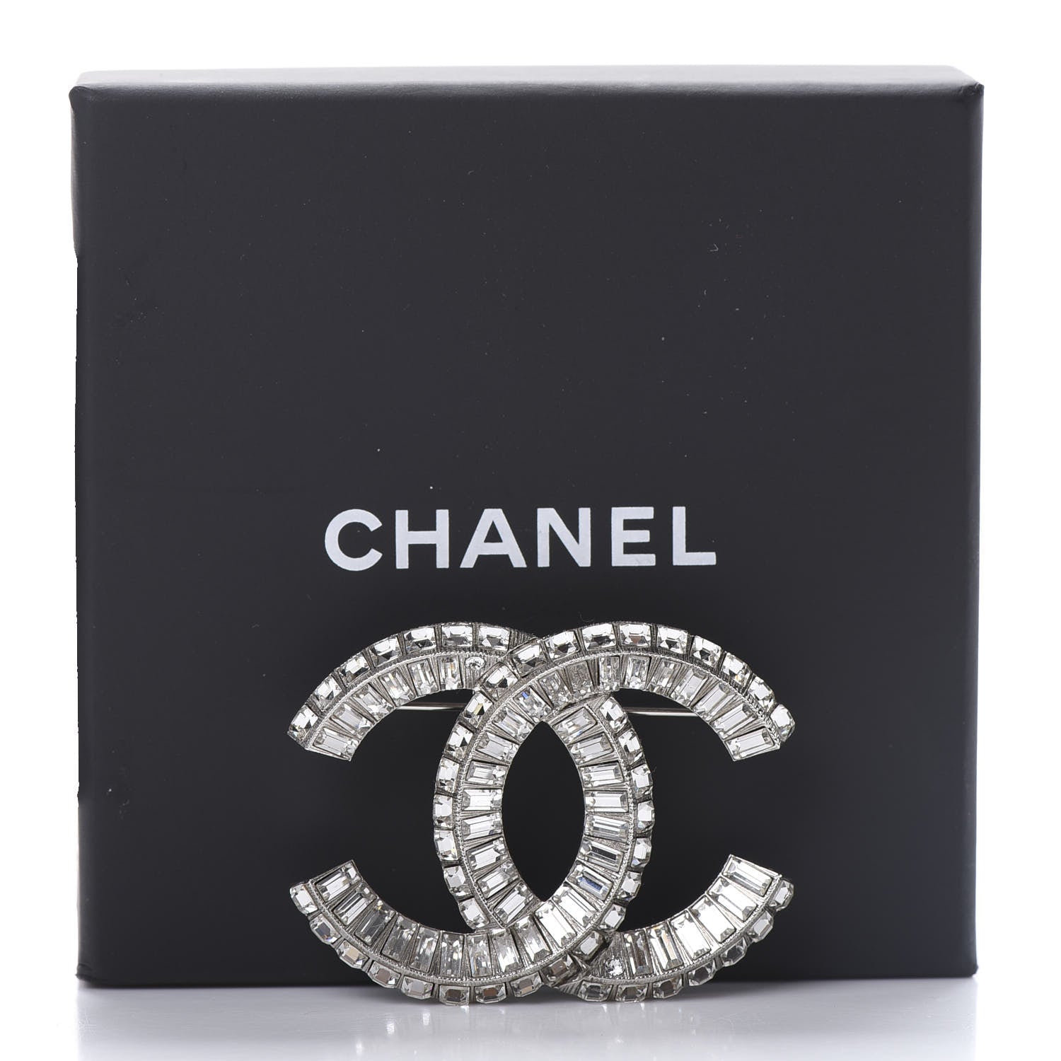 Chanel Baguette Crystal CC Brooch Silver 5 of 5
