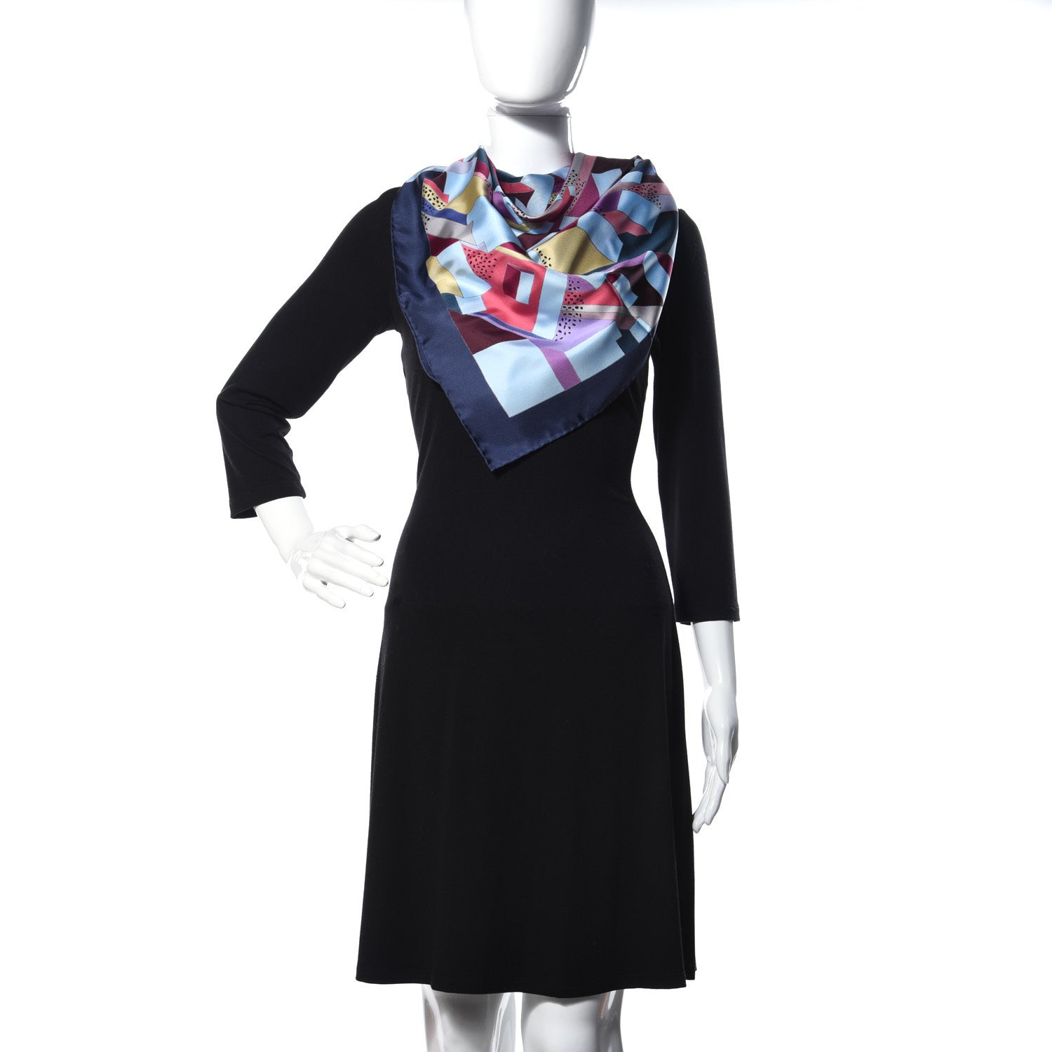 Hermes Silk On A Summer Day Scarf 90 Marine Bleu Ciel Prune 2 of 5