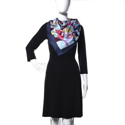 Hermes Silk On A Summer Day Scarf 90 Marine Bleu Ciel Prune 2 of 5
