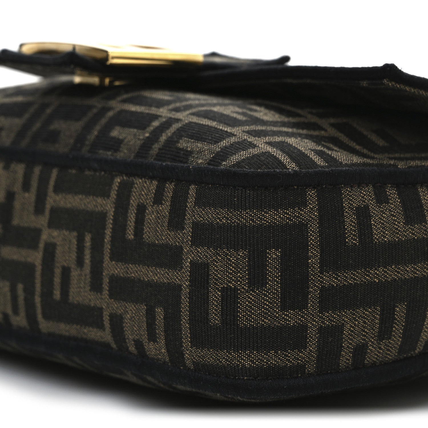 Fendi Fabric Jacquard FF 1974 Medium Baguette Tobacco Moro Black 10 of 11