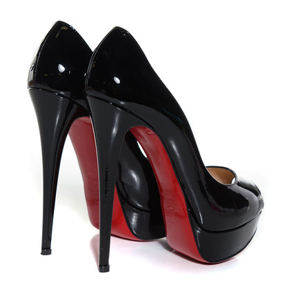 Christian Louboutin Patent Lady Peep 150 Pumps 39 Black 4 of 7