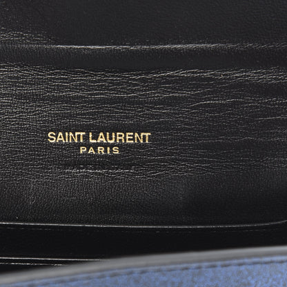 Saint Laurent Glitter Patent Small Monogram Envelope Wallet Cobalt 6 of 7
