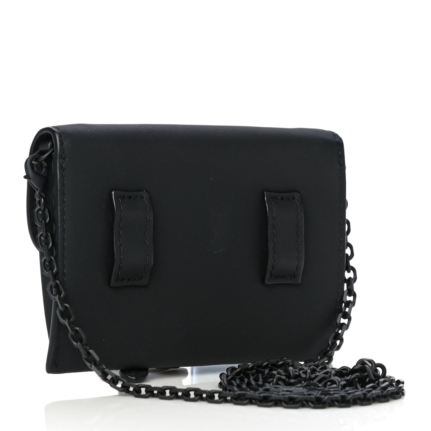 Ultra Matte Calfskin Nano Saddle Chain Pouch Black