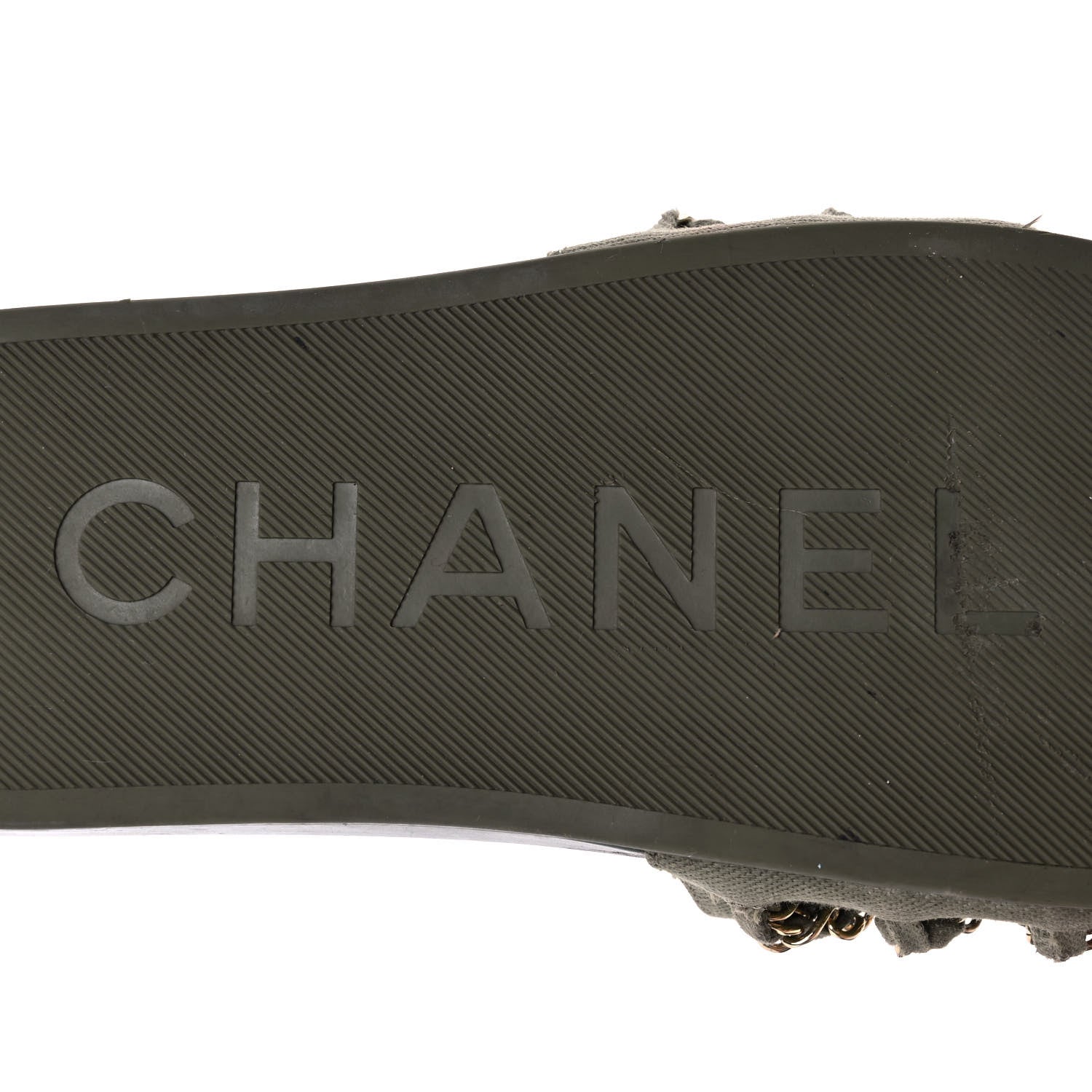 Chanel Canvas Chain Flat Sandals 36 Khaki 7 of 10
