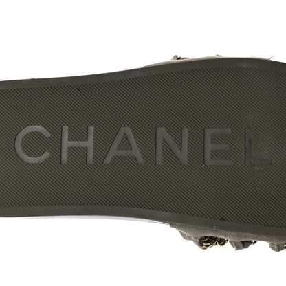 Chanel Canvas Chain Flat Sandals 36 Khaki 7 of 10