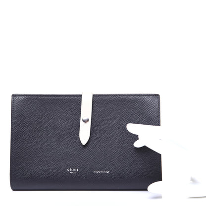 Celine Grained Calfskin Large Multifunction Strap Wallet Black Chalk 2 of 11