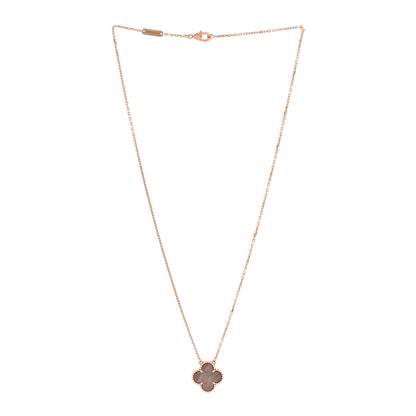 Van Cleef & Arpels 18K Rose Gold Gray Mother of Pearl Vintage Alhambra Pendant Necklace 3 of 7